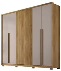 Guarda Roupa Casal 6 Portas 4 Gavetas 268cm Meyer Buriti/Fendi - Caemm