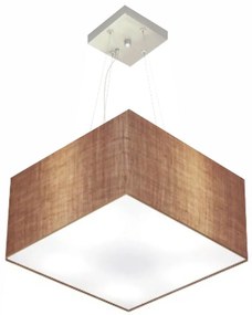 Lustre Pendente Quadrado Md-4197 Cúpula em Tecido 25/45x45cm Palha - Bivolt