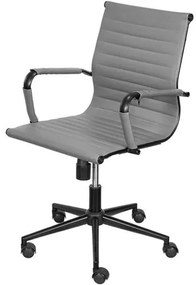 Cadeira Office Eames Baixa Dark Courino Cinza com Base Rodizio Preta - 74382 Sun House