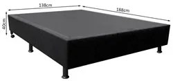 Base Box para Cama Casal 138x188cm Liz S05 Suede Bordado Preto - Mpoze