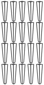 Kit 20 Pés de Metal 30 CM Hairpin Legs Mesa de Canto Rack e Puffs Preto G41