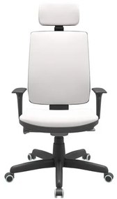 Cadeira Office Brizza Soft Vinil Branco Autocompensador Com Encosto Cabeça Base Standard 126cm - 63459 Sun House