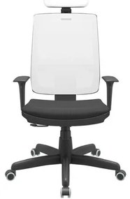 Cadeira Office Brizza Tela Branca Com Encosto Assento Aero Preto RelaxPlax Base Standard 126cm - 63677 Sun House