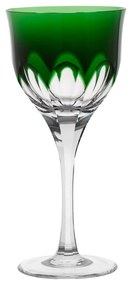 Taça de Cristal Lapidado Artesanal p/ Vinho Branco Libélula - Verde Escuro - 45  Verde Escuro - 45