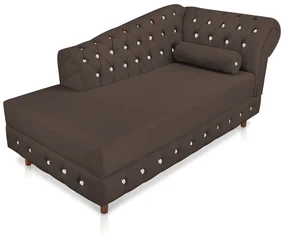 Divã Chesterfield 165 cm Capitonado com Strass Suede Marrom - D'Rossi