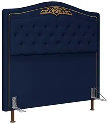 Cabeceira Cama Box Casal 140cm com Tachas Imperial Veludo J02 Azul - M