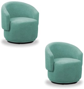 Poltrona Decorativa Orgânica Giratória Kit 2 Névoa Bouclê E03 - D'Rossi - Azul Turquesa