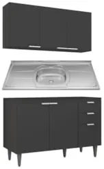 Armário de Cozinha CP01 Com Pia 120cm Pérola Z34 Preto      - Mpozenat