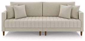 Sofá Living Decorativo Hamburgo Bipartido 2 Lugares 216cm com Almofadas Pés em Madeira Veludo Bege G33 - Gran Belo