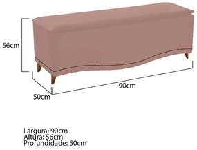 Calçadeira Estofada Yasmim 90 cm Solteiro Suede Rosê - ADJ Decor