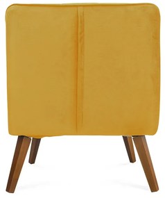 Poltrona Decorativa Dalia Pés de Madeira Suede Amarelo - Sheep Estofados - Amarelo