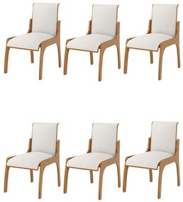 Kit 6 Cadeiras Decorativa Sala de Jantar Madeira Maciça Pedri Linho Off White/Imbuia G42 - Gran Belo