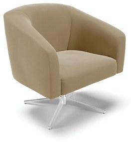 Poltrona Decorativa Giratória Cromada Stella Suede D03 - D'Rossi - Marrom Rato