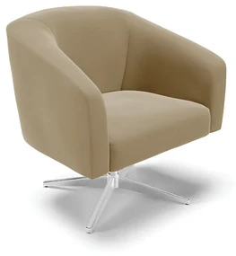 Poltrona Decorativa Giratória Cromada Stella Suede D03 - D'Rossi - Marrom Rato