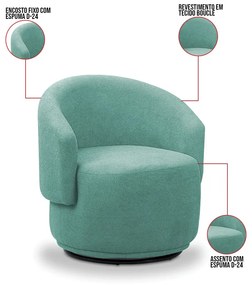 Poltrona Decorativa Orgânica Névoa Bouclê E03 - D'Rossi - Azul Turquesa