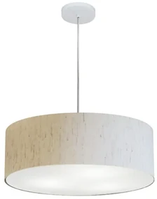 Pendente Cilíndrico Linho Bege MJ-4254 Para Mesa de Jantar e Estar