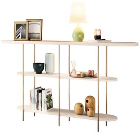 Aparador de Sala com Prateleiras Pé em Metal 135cm Evan H01 - D'Rossi - Off White