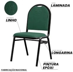 Kit 2 Cadeiras Hoteleiras Auditório Empilhável Linho Z33 Verde - Mpoze