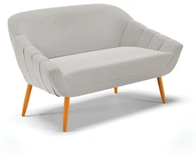 Namoradeira 02 Lugares Giovana Veludo Pés Palito Natural - D'Rossi - Cinza