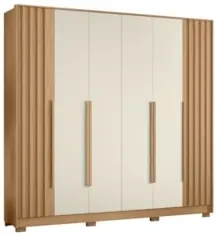 Guarda Roupa Casal 237cm 6 Portas Vinna A02 Off/Freijó - Mpozenato