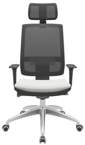 Cadeira Office Brizza Tela Preta Com Encosto Assento Facto Dunas Branco Autocompensador 126cm - 62994 Sun House