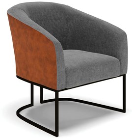 Poltrona Decorativa Industrial Preta Stella Nozes/Linho Grafite D03 - D'Rossi