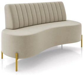 Sofá 2 Lugares Living 135cm Pé Ferro Dourado Maraú Veludo K01 - D'Rossi - Bege