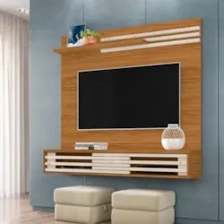 Painel Bancada Suspensa Para TV Até 55 Pol. Frizz Sublime Naturale/Off