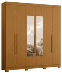Guarda Roupa Casal 200cm com Espelho Viny A02 Cinamomo - Mpozenato