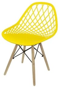 Cadeira Boom Polipropileno Amarelo com Base Madeira - 68714 Sun House