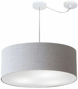 Lustre Pendente Cilíndrico Com Desvio Md-4266 Cúpula em Tecido 60x21cm Rustico Cinza - Bivolt
