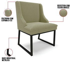 Cadeira Sala de Jantar Industrial Preto kit 2 Liz Bouclê D03 - D'Rossi - Verde Pistache