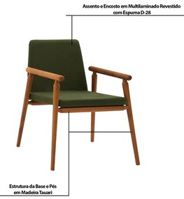Kit 2 Cadeiras Decorativa Sala de Jantar Sidnei Veludo Verde G17 - Gran Belo