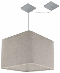 Lustre Pendente Quadrado Com Desvio Md-4268 Cúpula em Tecido 30/35x35cm Rustico Cinza - Bivolt
