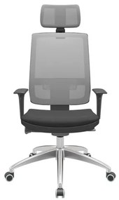 Cadeira Office Brizza Tela Cinza Com Encosto Assento Aero Preto Autocompensador 126cm - 63193 Sun House
