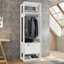 Módulo Guarda Roupa Closet Com 1 Porta Titan Branco Velluto - Móveis L