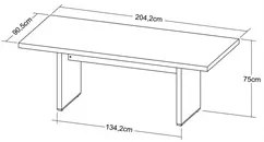 Mesa de Reunião 204cm Tamburato Executiva A06 Marrom/Preto - Mpozenato