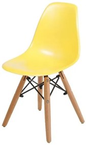 Cadeira INFANTIL Eames Polipropileno Amarelo com Base Madeira - 40606 Sun House