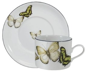 Xícara Chá Com Pires 200Ml Porcelana Schmidt - Dec. Borboletas Do Brasil 2321