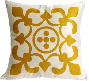 Capa de Almofada de Veludo Lotus Tons Amarelo 44x44cm - Arabesco - Somente Capa