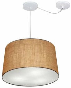 Lustre Pendente Cone Com Desvio de Centro Vivare Md-4277 Cúpula em Tecido 40x45cm - Bivolt