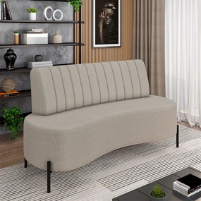 Sofá Living Decorativo 2 Lugares 1,35M Katara Pés de Ferro Bouclê Cinza G33 - Gran Belo