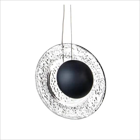 Pendente Cerchio Ø19,5X9,5Cm Disco De Vidro E Metal Alumínio 01Xled 5,... (ONIX)
