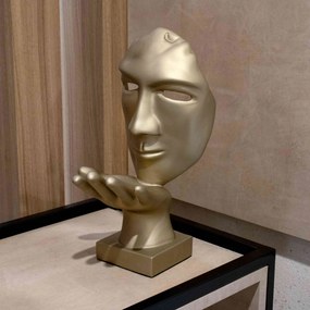 Máscara Decorativa Sopro em Cerâmica Ouro Velho Fosco 35x16x20 cm - D'Rossi
