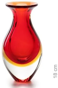 Vaso Mini Alto Bicolor Vermelho com Âmbar Murano Cristais Cadoro