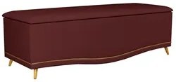 Calçadeira Baú King 195cm com Tachas Imperial J02 Veludo Vinho - Mpoze