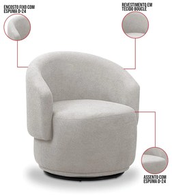 Poltrona Decorativa Orgânica Névoa Bouclê Cinza Claro E03 - D'Rossi