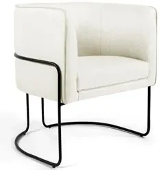 Poltrona Decorativa Base Aço Betina C-309 Veludo Bege Claro - Domi