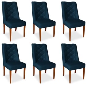 Kit 6 Cadeiras de Jantar Micheli Suede Azul Marinho