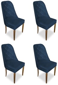 kit com 4 Cadeiras de Jantar Dublin Suede Azul Marinho